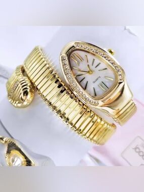 Gold Tone Women's Crystal Accent Quartz Bracelet Watch